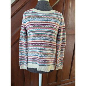 Talbots Petite Fair Isle Sweater SP Multicolor Cotton Blend
